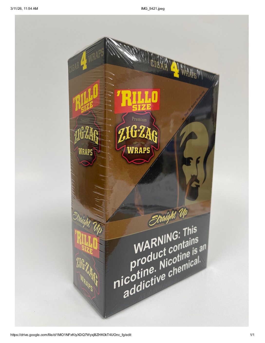 ZIG ZAG WRAP RILLO SZ 4PK STRGT UP
